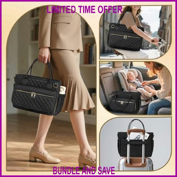 Large 15.6 Inch Laptop Tote Bag with Multiple Compartments for Work Travel - Picture 4 of 8